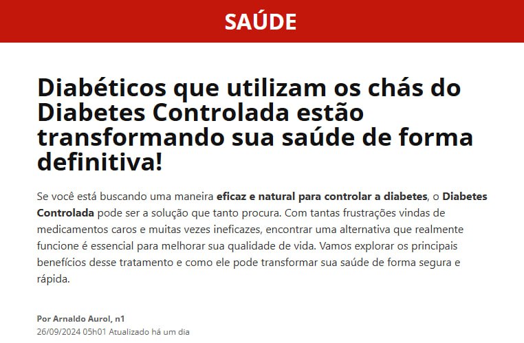 Notícia sobre Diabetes Controlada